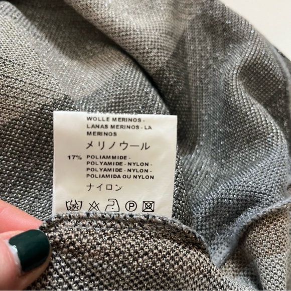 MISSONI Italy Sleeveless Knit Dress Chevron Black Mint Grey Shimmer size 10 - Picture 7 of 9